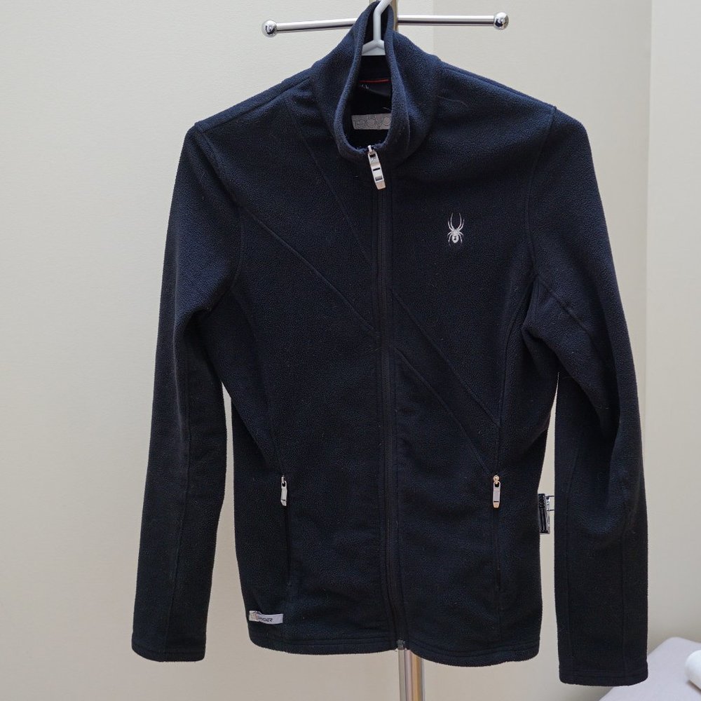 Ladies Black Spyder Fleece Zippered Jacket